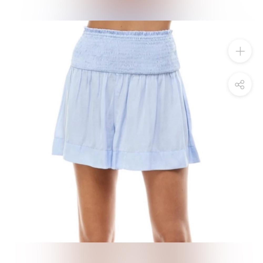 TCEC High Waist Blue Shorts with Smocked Waistband